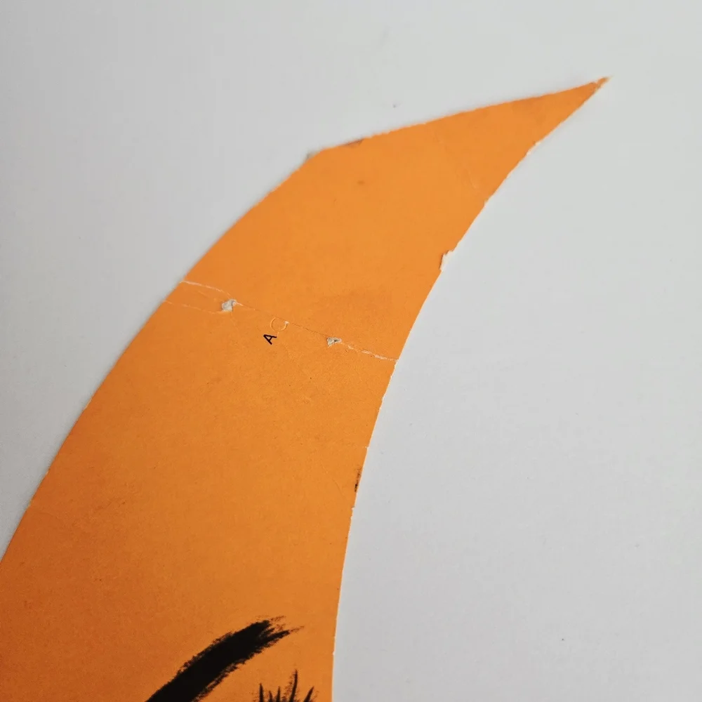 Vintage Halloween Die Cut Paper Wall Decorations Neon Witch Moon 70s Lot of 2
